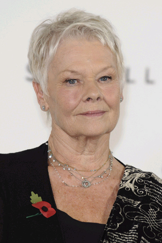 Dame Judi Dench at Massimo's Restaurant, London, announcing the start of production of the new James Bond film