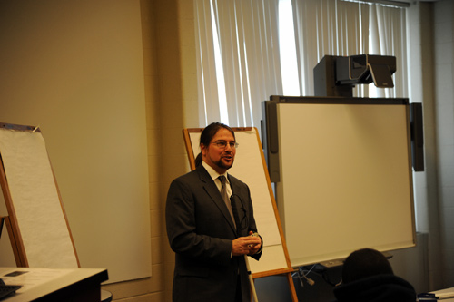 Joe Strechay presenting a teen employment workshop at the Overbrook School for the Blind