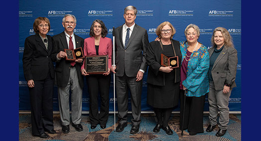 Left to right: Natalie Hilzen, Dr. J. Elton Moore, Dr. Michele McDonnall, Kirk Adams, Glinda Foster Hill, Dr. Kathleen Huebner, Dr. Diane Fazzi