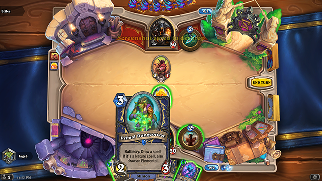 A screenshot of the Hearthstone gameboard