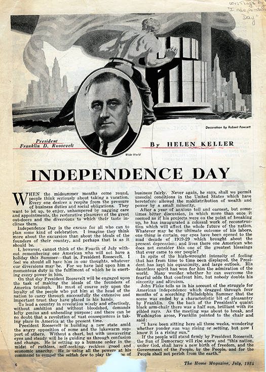 scan of Helen Keller's article in Home Magazine, July 1934