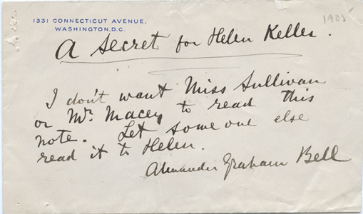 Envelope to a letter from Alexander G. Bell to Helen Keller