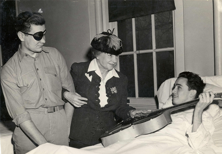 Helen Keller at army hospital, circa 1946