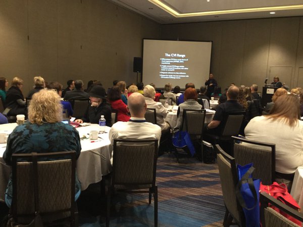 A crowd of conference attendees at the Cortical Visual Impairment track of the 2016 AFB Leadership Conference