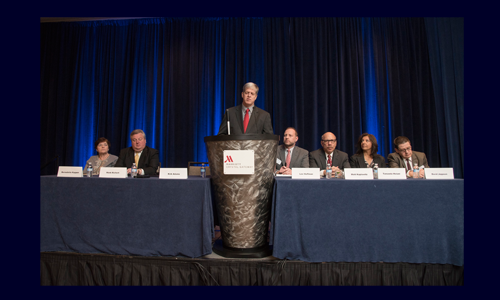 Photo of Kirk Adams, AFB president and CEO, speaking on the dais during the 2017 Access Awards.