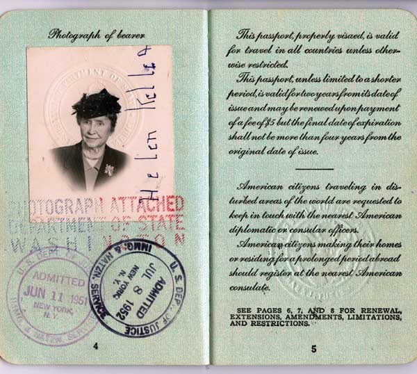 Helen Keller's passport