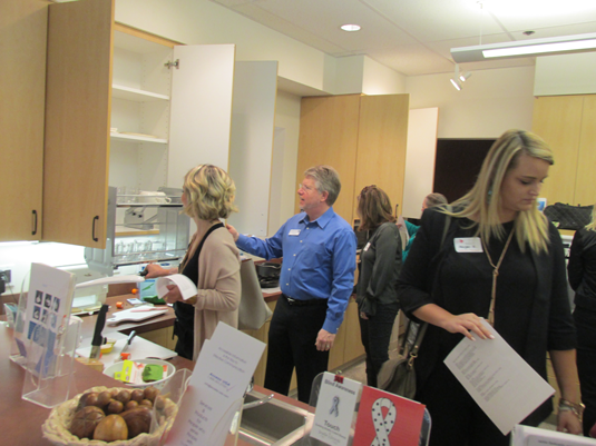 examples of color, contrast, lighting, and products available in the kitchen of Esther's Place