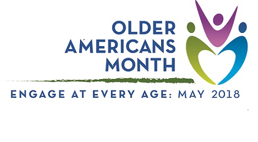 logo for Older Americans Month May 2018 Engage at Every Age