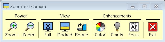 Screen shot of ZoomText Camera Toolbar