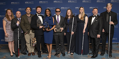 group shot of Helen Keller 2019 honorees with AFB staff and board members