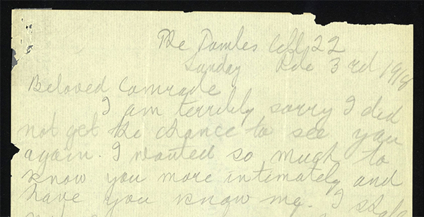 Letter from Emma Goldman to Helen Keller from prison about the political climate and home and in Russia.